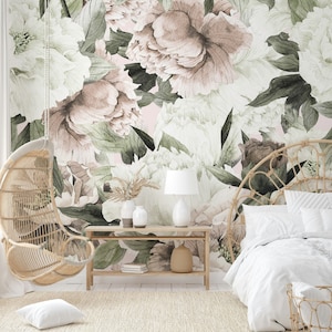 Dutch Floral Peony Blossom Classical Wallpaper, Peel and Stick / Non-Pasted Textured Removable Mural