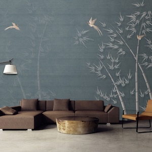 Dark Floral Watercolor Forest Asiatic Wallpaper, Peel and Stick / Non-Pasted Textured Removable Mural