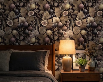 Papel pintado botánico, mural floral vintage para pared