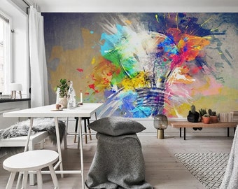 Abstract Scandinavian Self Adhesive Peel&Stick Design Painted Light Lamp Art Removable Non-pasted Textured Wallpaper