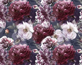 Papel pintado removible floral vintage rosa lila y hortensia