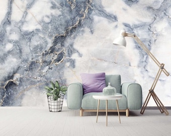 Gray Stone Light Marble Texture Wallpaper, Peel and Stick / Non-Pasted Textured Removable Mural