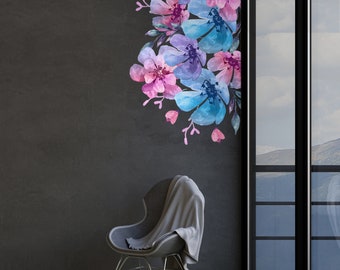 8 Large Gardenia Flower Wall Decal Set Bouquet Flowers Removable Self Adhesive Wall Sticker