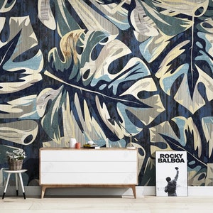 Modern Floral Murals Watercolor Exotic Leaves Self Adhesive Peel and Stick Flowers Wall Decoration Non-Pasted Removable Wallpaper image 5