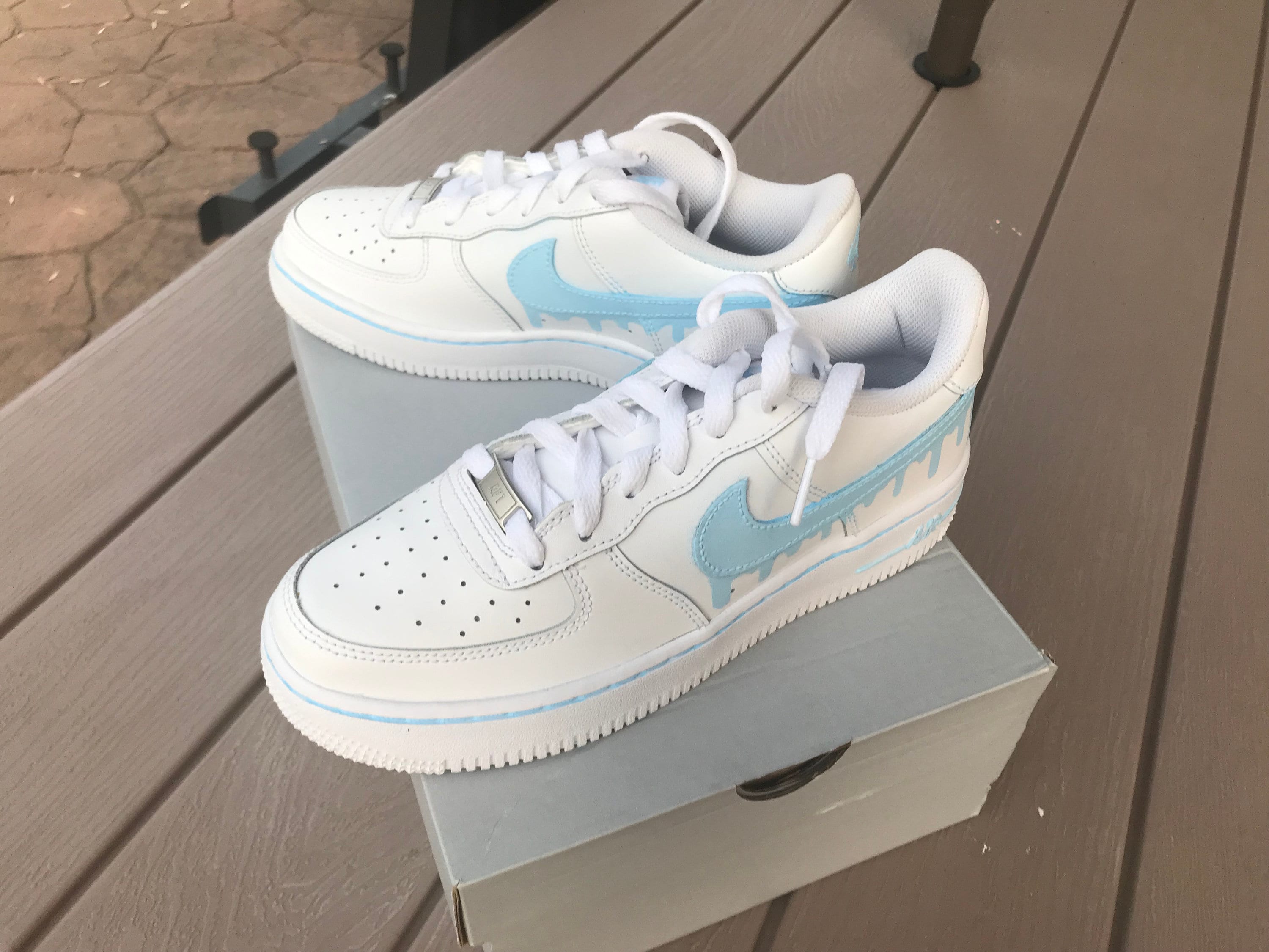 Delicate Blue Rose Design Nike Air Force 1 – B Street Shoes