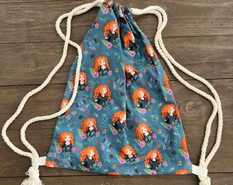 Handmade Brave merida drawstring backpack