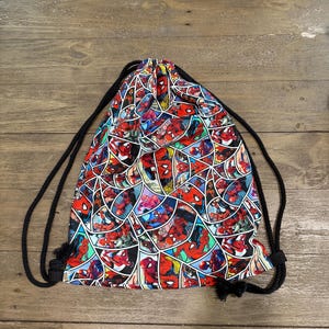 Handmade Spider-Man drawstring backpack