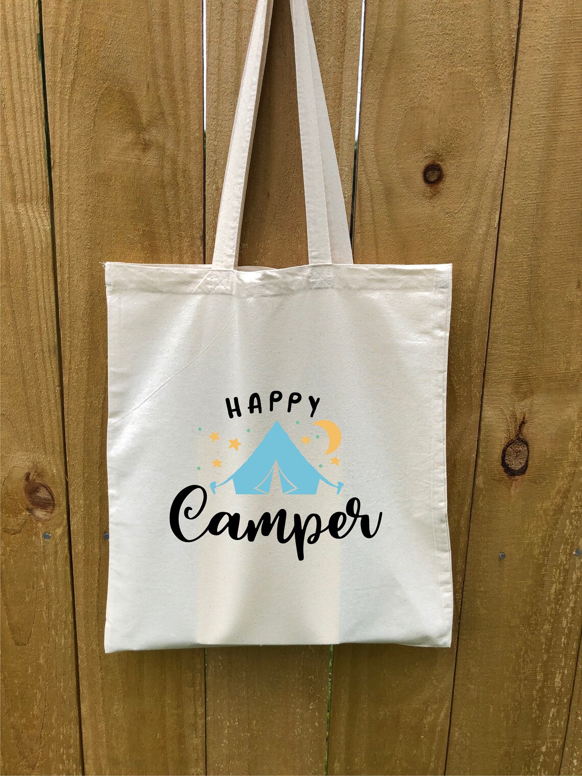 Happy Camper Tote Bag Cotton Tote Bag Summer Tote Bag Etsy