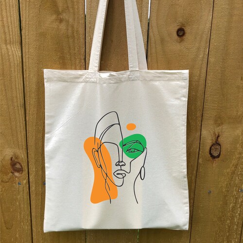 Female Line Art Tote Bag - Etsy