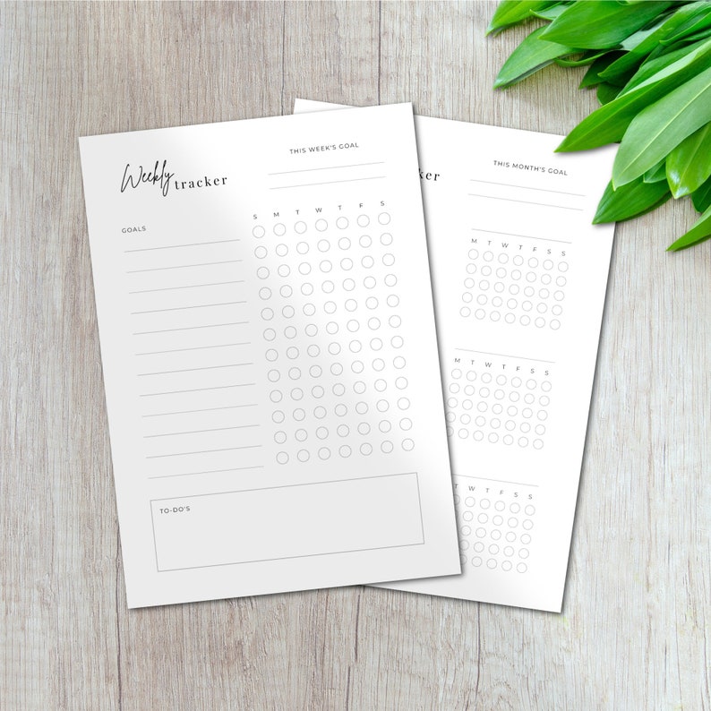 Printable Weekly & Monthly Tracker Bundle Daily Planner Time Blocking ...