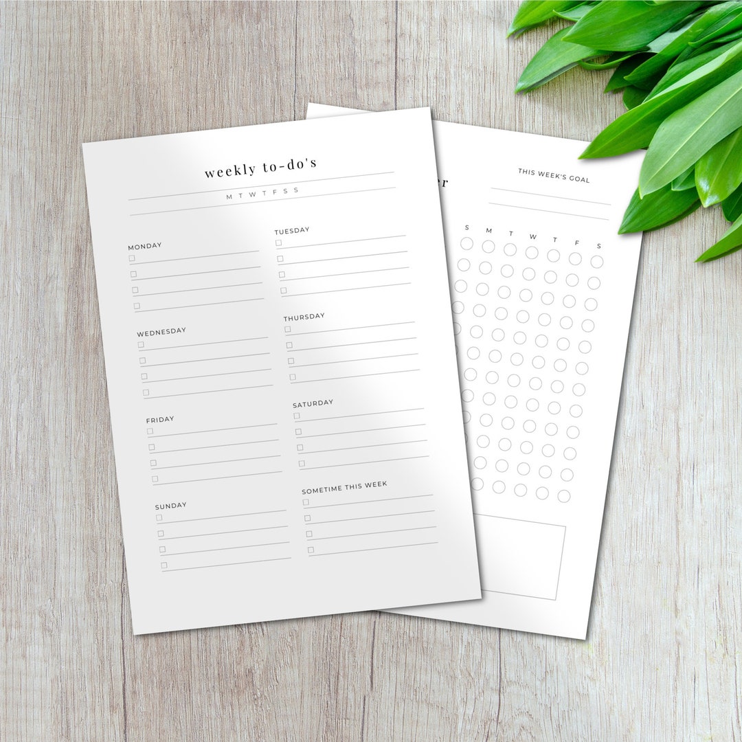 Printable Weekly Planner & Tracker Bundle | Daily Planner | Time ...