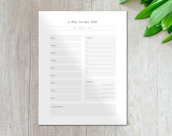 Printable Daily Planner | Weekly Monthly Tracker | Time Blocking | Digital PDF Download | Student Planner Pages | Inserts Template | A4