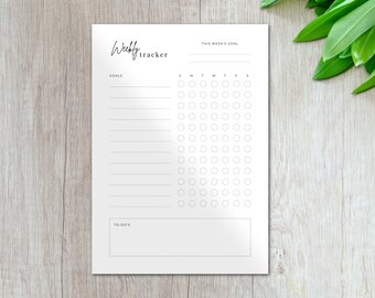 Printable Weekly Tracker | Custom Goal Planner | Weekly Monthly Tracker | Digital PDF Download | Student Pages | Inserts | Template | A4 |