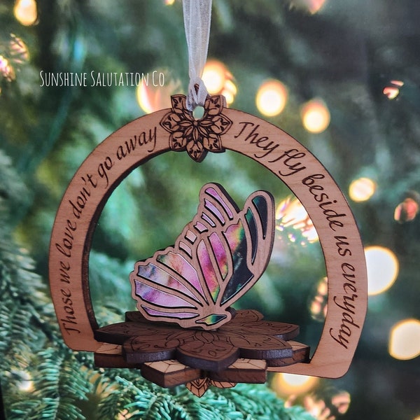 Custom Butterfly Memorial Ornament, Tribute, In Memory of, Fly Beside us every day, Sentimental Gift