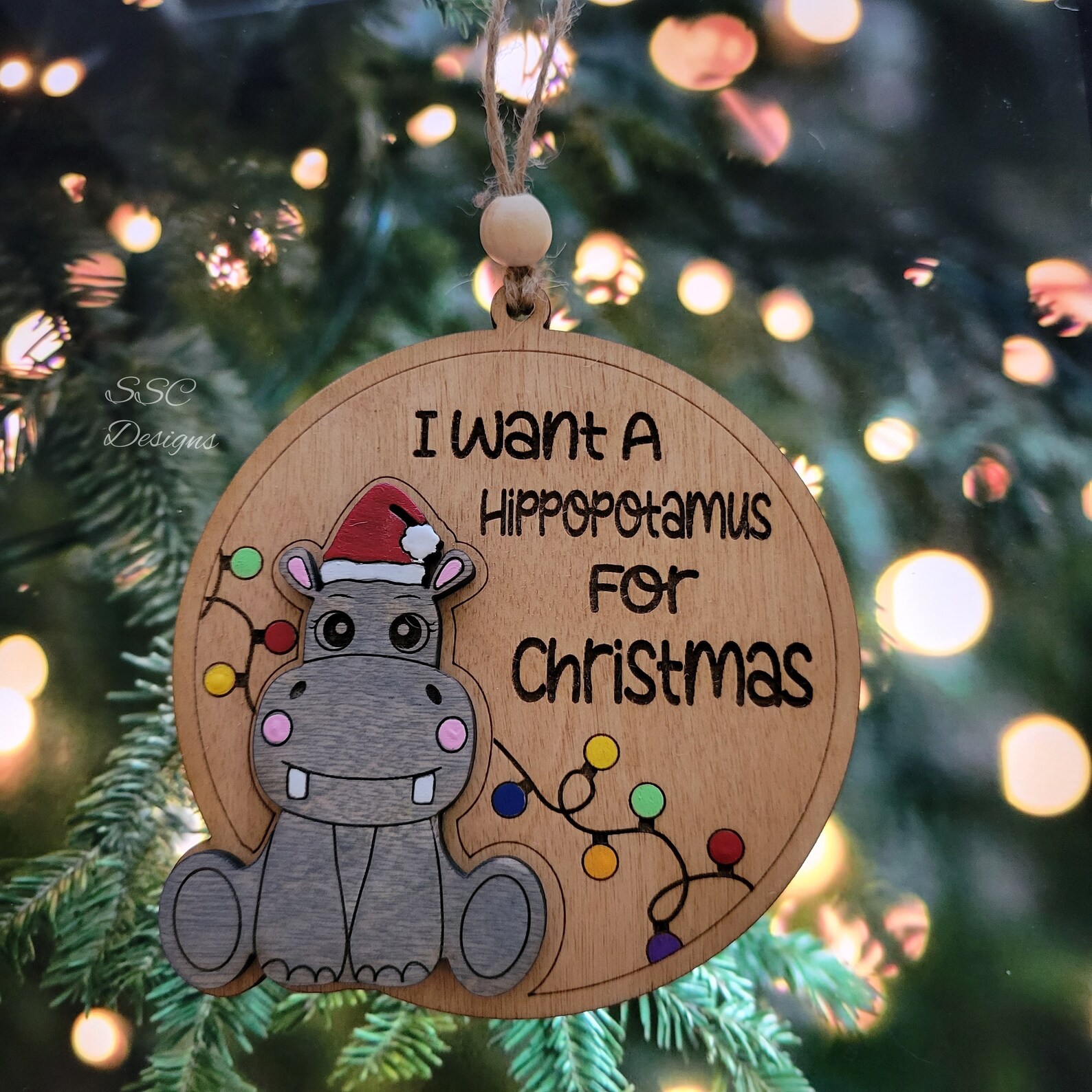 Hippopotamus Christmas Ornament 