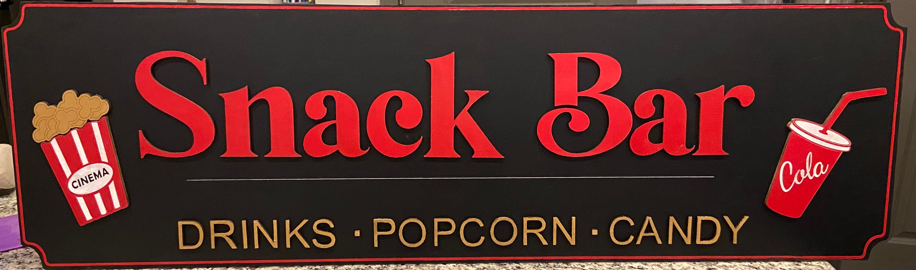 Custom Snack Bar Sign Home Theater Theater Decor Theater Etsy