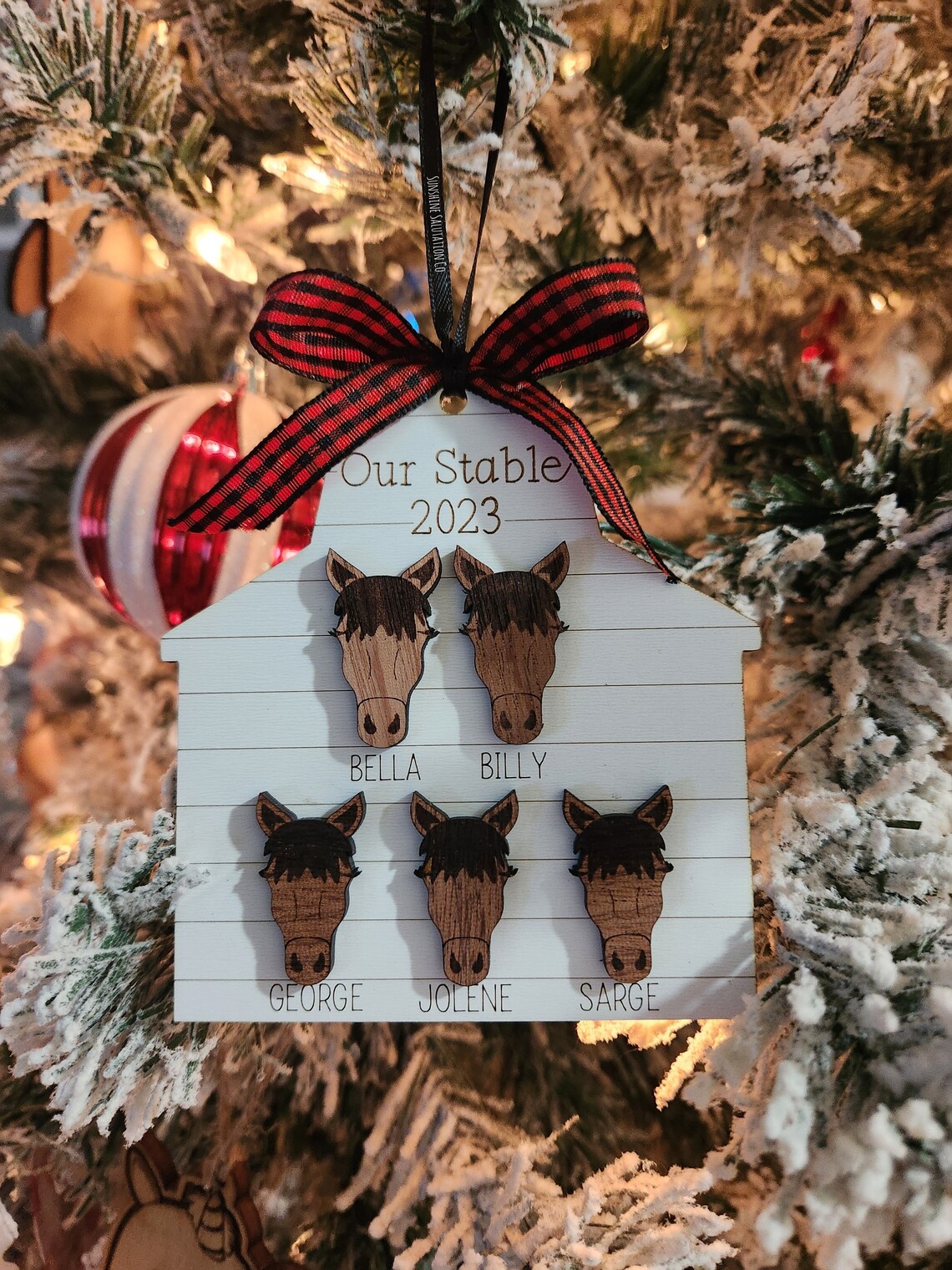 Horse Stable Ornament 1-15 Names Horse Family Our Herd image 1