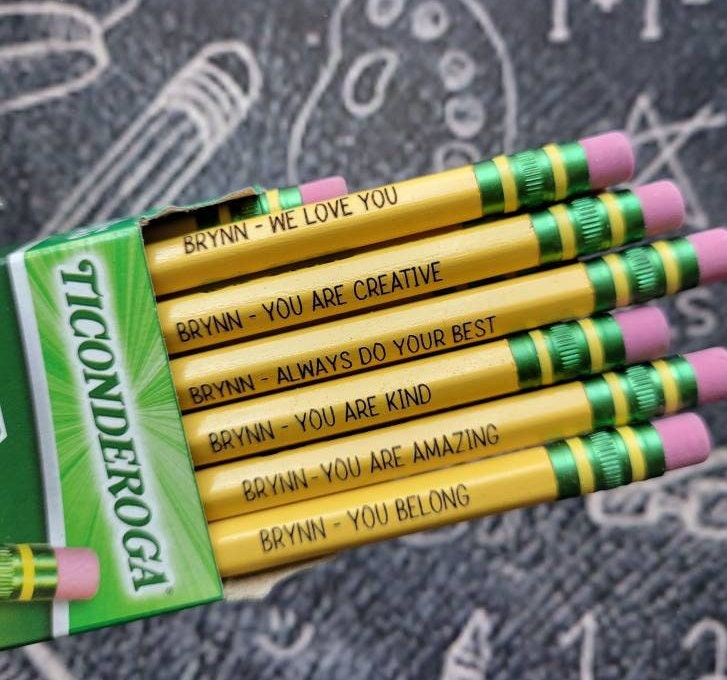 Custom Engraved Ticonderoga Pencils Affirmation Pencils Etsy