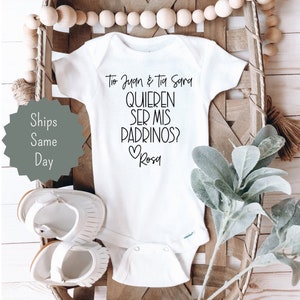 Quieren ser mis padrinos baby onesie®, serás mis padrinos onesie®, padrinos onesie®, español baby onesie®, baby onesie® personalizado