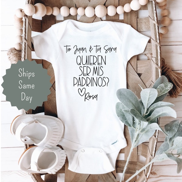 Quieren ser mis padrinos baby onesie®, will you be my godparents onesie®, padrinos onesie®, spanish baby onesie®, personalized baby onesie®