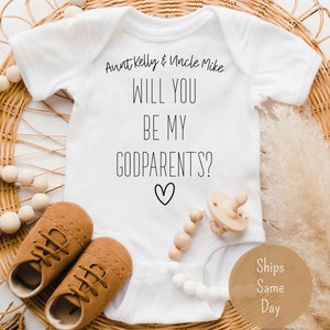 Will You Be My Godparents Personalized Onesie®, Baby Announcement Onesie®, Pregnancy Announcement Onesie®, Cute Godparent Proposal Shirt