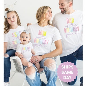 Birthday Girl Family Birthday Shirts, Rainbow Birthday Shirts,  Mom Dad Sister Brother Birthday Shirt, Matching Family Birthday Shirts