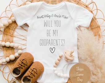 Godparent Proposal Personalized Onesie®, Will You Be My Godparents Baby Onesie®, Pregnancy Announcement Onesie®, Cute Custom Godparent Shirt