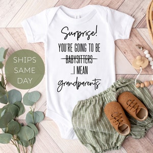 Baby Announcement to Grandparents Onesie®, Pregnancy Announcement Onesie ®, Surprise Grandparents Baby Announcement, Funny Cute Baby Reveal