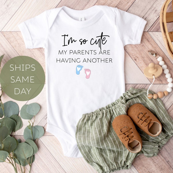 I’m So Cute My Parents Are Having Another Onesie®, Personalized Baby Announcement Onesie®, Baby Reveal Bodysuit, Sibling Announcement Shirt