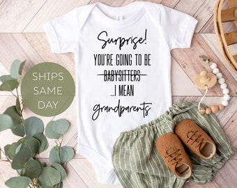 Baby Announcement to Grandparents Onesie®, Pregnancy Announcement Onesie ®, Surprise Grandparents Baby Announcement, Funny Cute Baby Reveal