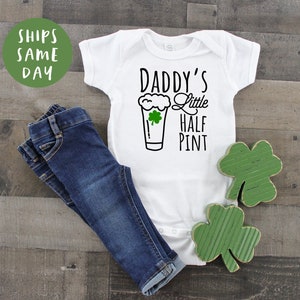 St. Patrick's Day Baby Onesie®, Daddy's Little Half Pint Bodysuit, Cute funny Baby Toddler Boy or Girl Shirt, Baby Shower Gift Romper