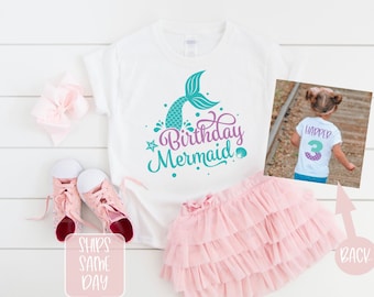 Mermaid Birthday Girl Shirt, 3 Year Old Birthday Shirt, Girls Birthday T-Shirt, Cute Mermaid Birthday Girls Shirt for 3rd Birthday Party