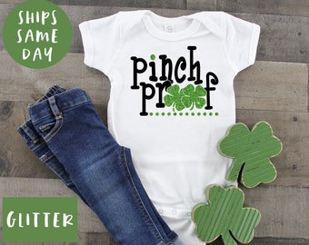 Pinch Proof Glitter Onesie®, St. Patrick's Day Bodysuit, Shamrock Shirt for Girl or Boy, Cute Baby Toddler Unisex St. Patrick's Day Bodysuit