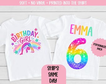 Gymnastics birthday shirt, gymnastics party, gymnastics birthday, gymnastics birthday party, girl birthday shirt, Rainbow birthday girl