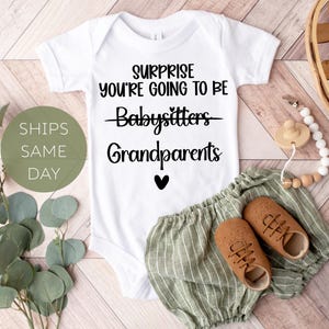 Baby Announcement to Grandparents Onesie®, Pregnancy Announcement Onesie ®, Surprise Grandparents Baby Announcement, Funny Cute Baby Reveal