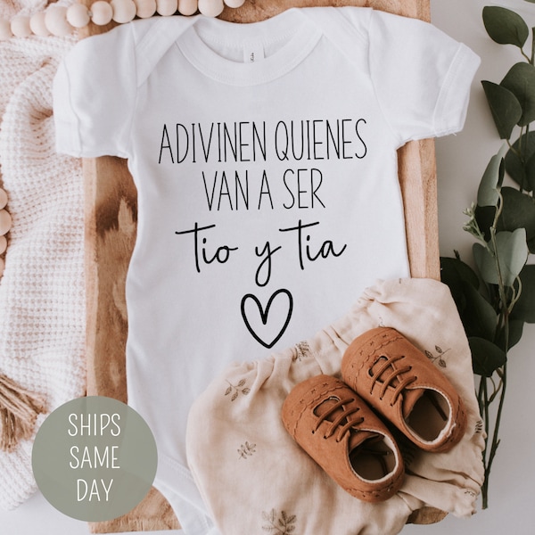 Adivinen quienes van a ser tio y tia Onesie®, Spanish Pregnancy Announcement Onesie®, Tia y Tio Announcement Onesie®, Anuncio De Bebe