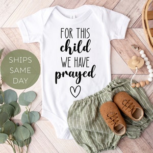 Religious Baby Announcement Onesie®, For This Child We Have Prayed Baby Announcement and Reveal Onesie®, Baby Shower Gift, Pregnancy Reveal