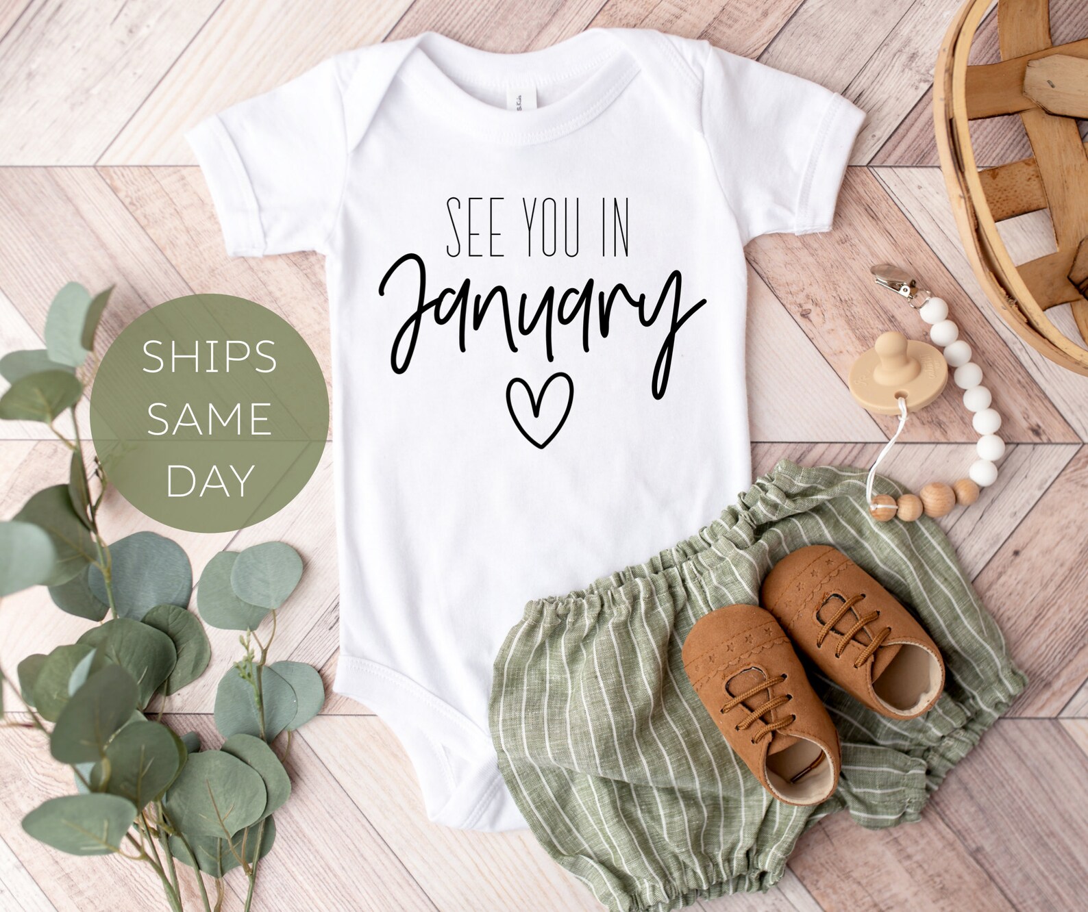 Personalized Baby Announcement Onesie® See You in January Etsy