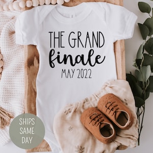 The Grand Finale Personalized Onesie®, Custom Onesie®, Unique Baby clothes, Modern Baby Name Onesie®, Funny Last Baby Announcement Bodysuit