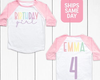 Rainbow Birthday Girl Shirt, Girl Birthday Shirt, Personalized Name Birthday T-Shirt, Rainbow Girls Birthday Shirt, Rainbow Themed Party