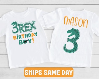 Dinosaur Birthday Shirt, 3 Rex Birthday Boy Shirt, Dinosaur Party, Boy or Girl 3 Year Birthday Shirt, Personalized Three Rex Dinosaur Shirt