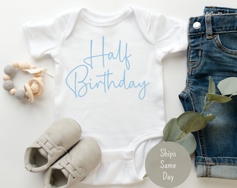 Half Birthday Onesie®, Birthday Milestone Month Onesie®, Baby Boy Half Birthday Outfit Onesie®, Cute Half Birthday Shirt, Birthday Boy Shirt