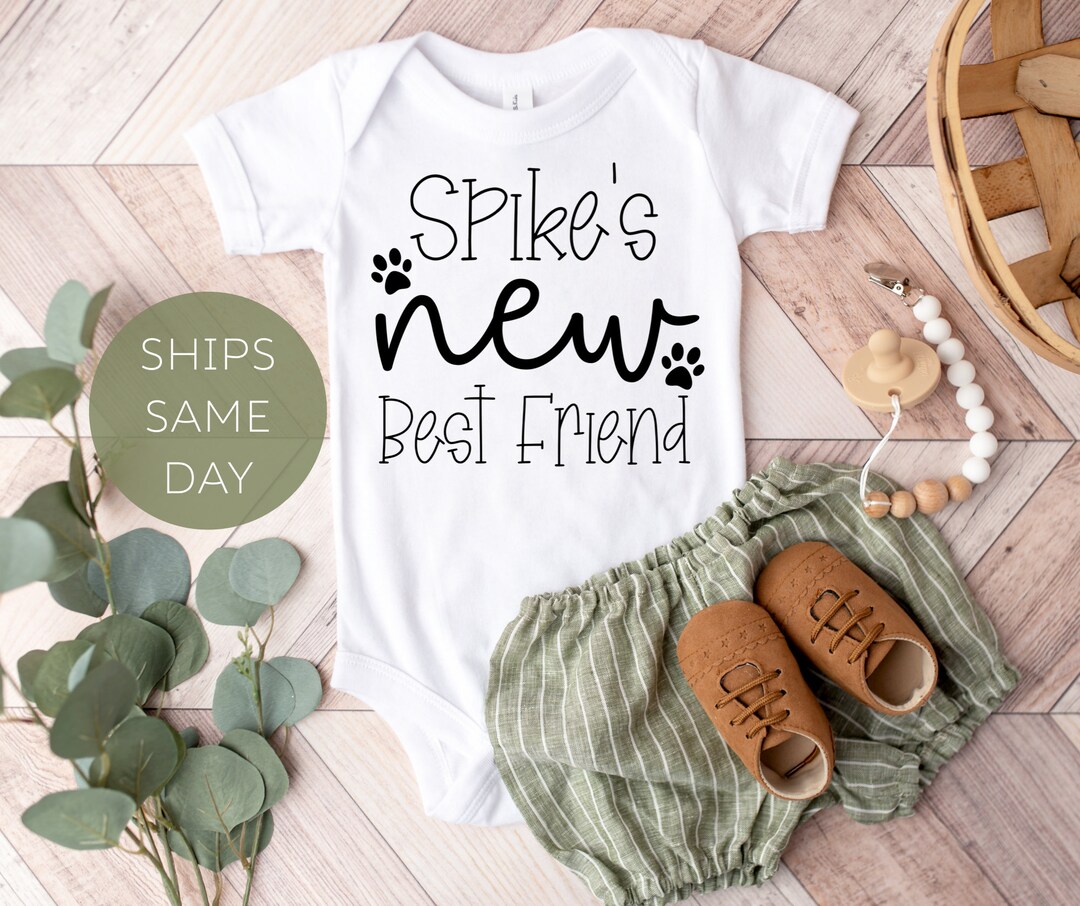 Personalized Dog Name Baby Onesie®, Funny Baby Onesies®, New Best Friend Bodysuits, Custom Dog