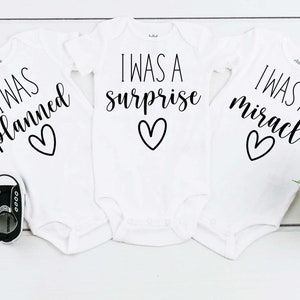 Triplets Baby Announcement Onesies®, Planned Surprise Miracle Onesies®, Cute Triplets Onesies®, Baby Shower Gift, Triplets Baby Reveal