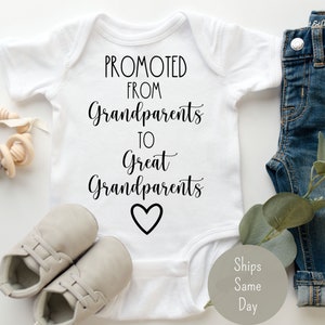 Great Grandbaby Pregnancy Announcement Onesie®, Promoted from Grandparents to Great Grandparents Baby Announcement Onesie®, Cute Baby Reveal