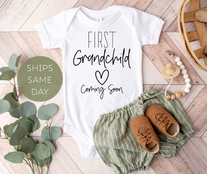 Baby Announcement Onesie® to Grandparents, First Grandchild Pregnancy Announcement Onesie®, Cute Baby Announcement, Grandparent Reveal image 1