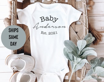 Personalized Baby Name Onesie, Modern Announcement Bodysuit