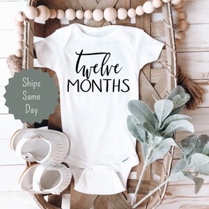 Month Birthday Onesie®, Milestone Baby Clothes, Twelve Months Birthday Bodysuit, 1st Birthday Bodysuit, ®, 12 Months Old Onesie®