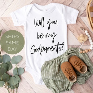Will You Be My Godparents Onesie®, Baby Announcement Onesie®, Pregnancy Announcement Onesie®, Baby Surprise Bodysuit, Cute Godparent Reveal