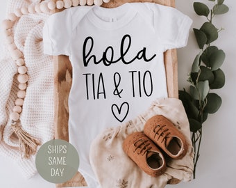 Hola Tia Y Tio anuncio de bebé onesie®, Hola Tia Tio onesie®, Spanish Pregnancy Announcement Onesie®, Aunt Uncle Announcement Onesie®,